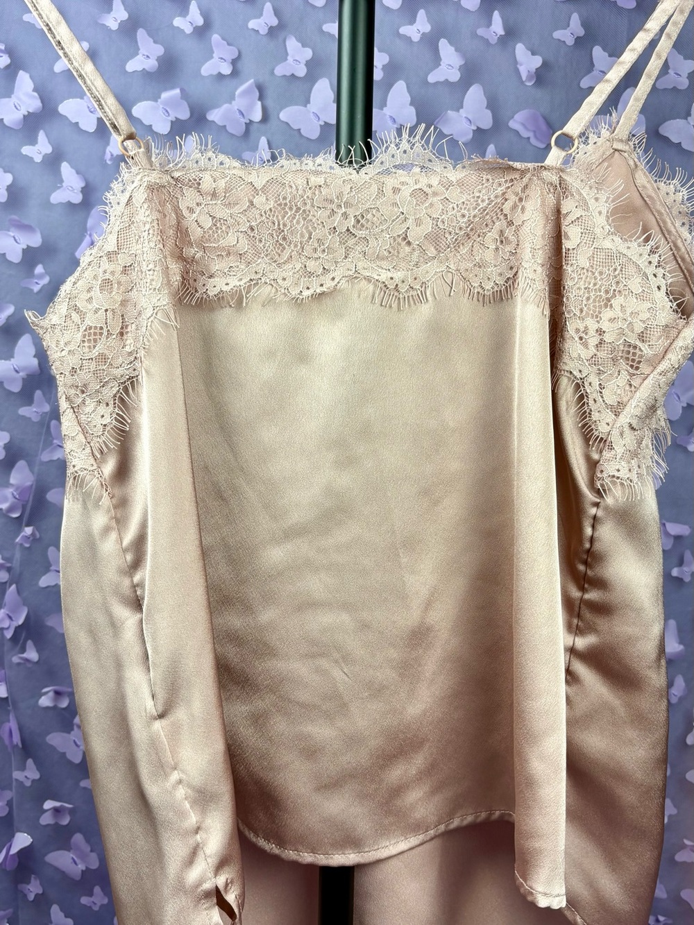 Silk-Look Lace Trim Cami in Blush Pink - Picture 3 of 4